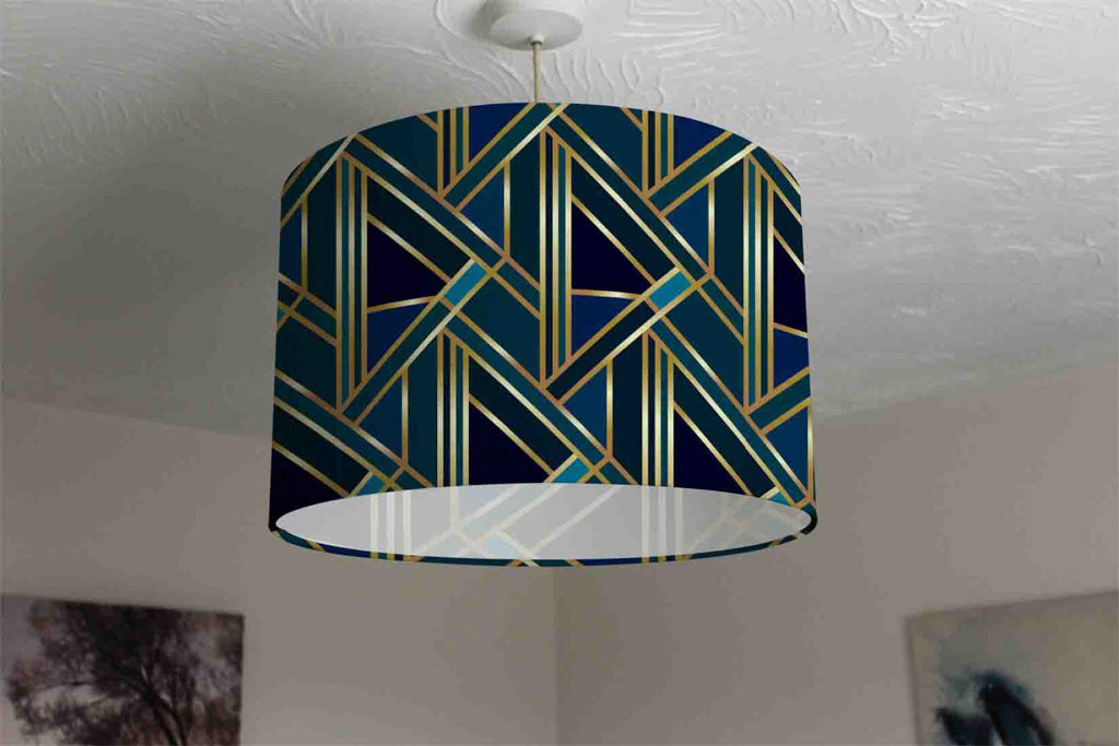New Product Gold & Teal Geometric Pattern (Ceiling & Lamp Shade)  - Andrew Lee Home and Living