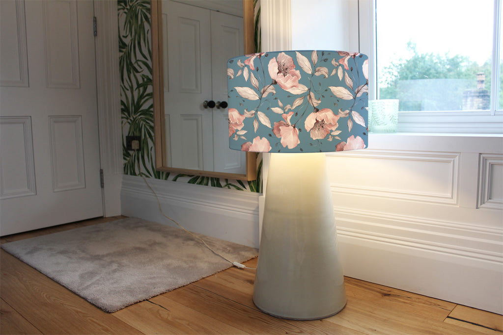 New Product Pink Flowers on Blue (Ceiling & Lamp Shade)  - Andrew Lee Home and Living