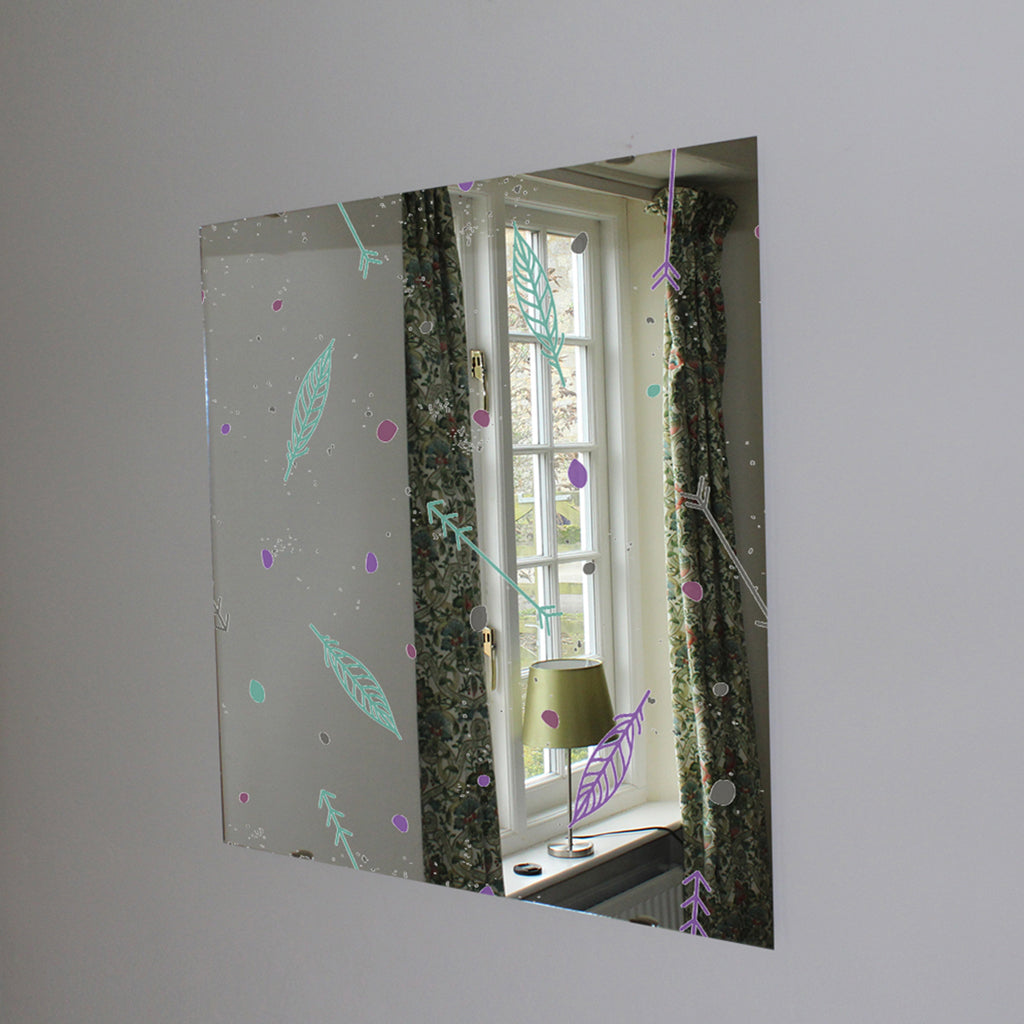 New Product Cute cartoon with feathers and arrows in boho style (Mirror Art Print)  - Andrew Lee Home and Living