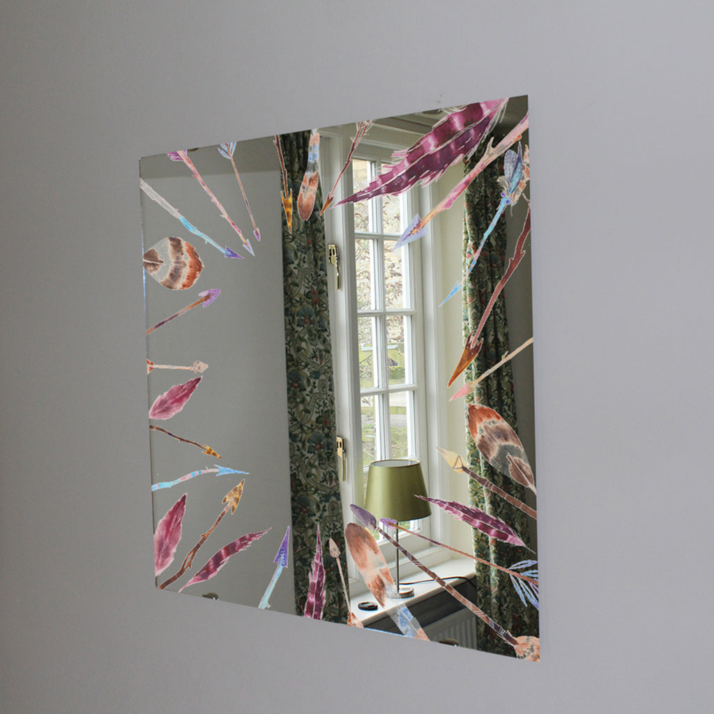 New Product Watercolor boho chic with feathers and arrows (Mirror Art Print)  - Andrew Lee Home and Living