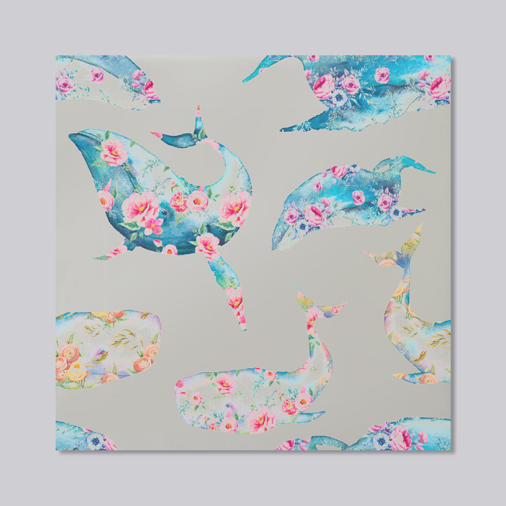 New Product Whale with flowers (Mirror Art Print)  - Andrew Lee Home and Living