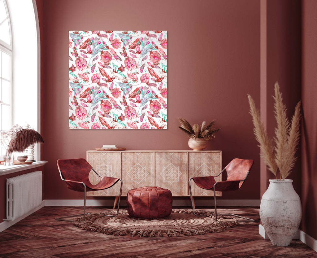 New Product Boho Chic Red Pattern (Mirror Art Print)  - Andrew Lee Home and Living