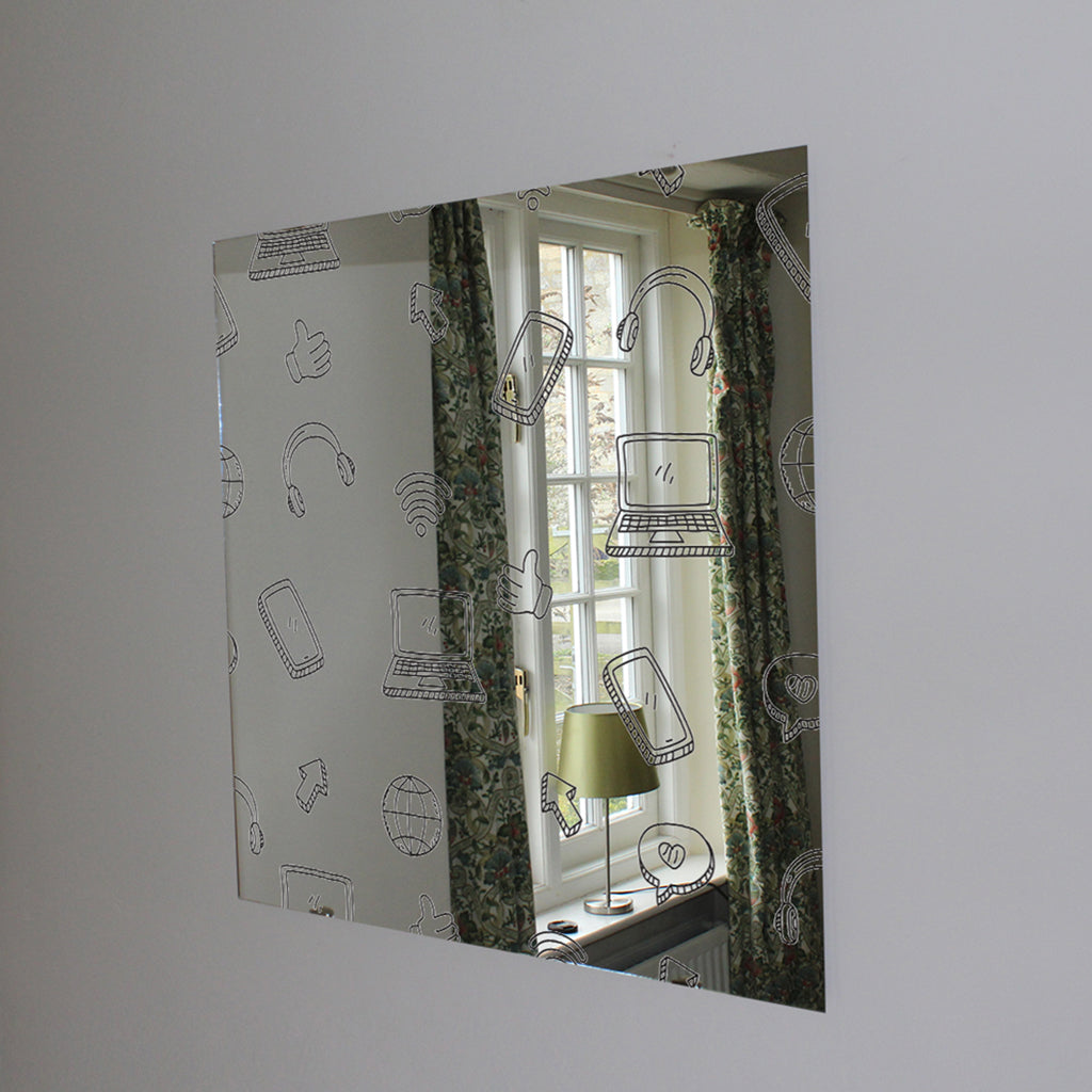 New Product internet related doodle pattern Designer Mirror Art Print  - Andrew Lee Home and Living