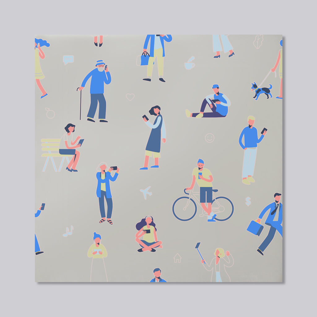New Product different people with mobile phones and gadgets Designer Mirror Art Print  - Andrew Lee Home and Living