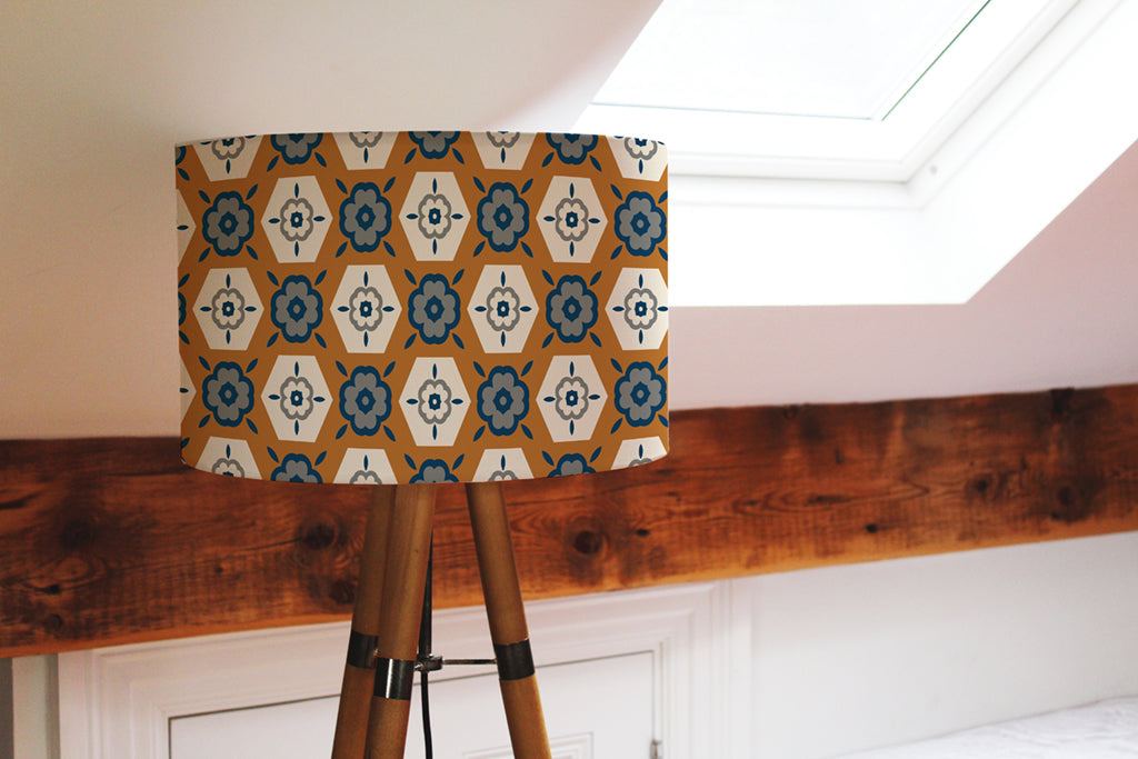 New Product Rust orange background with gray, navy blue and beige (Ceiling & Lamp Shade)  - Andrew Lee Home and Living
