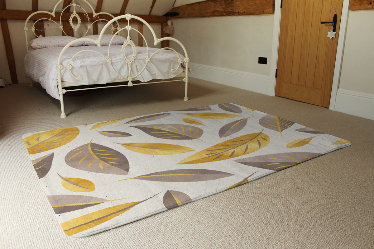Botanical gold and purple leaf (Rug) – Benjamin Tate Design