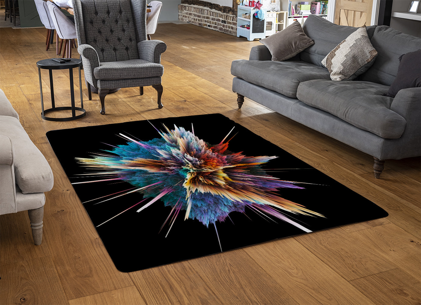 Bomb Exploding Rug colorful explosion isolated (Rug) – Benjamin Tate Design
