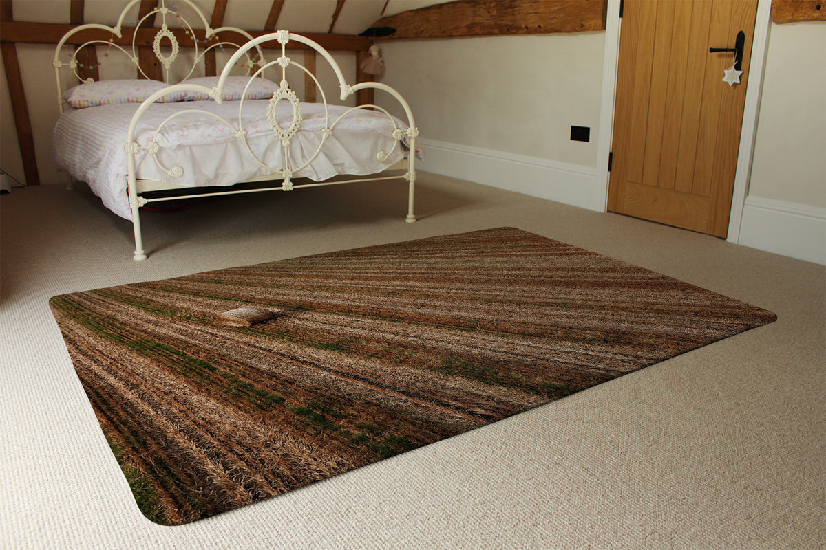 Aerial view of hay bale fields (Rug) – Benjamin Tate Design