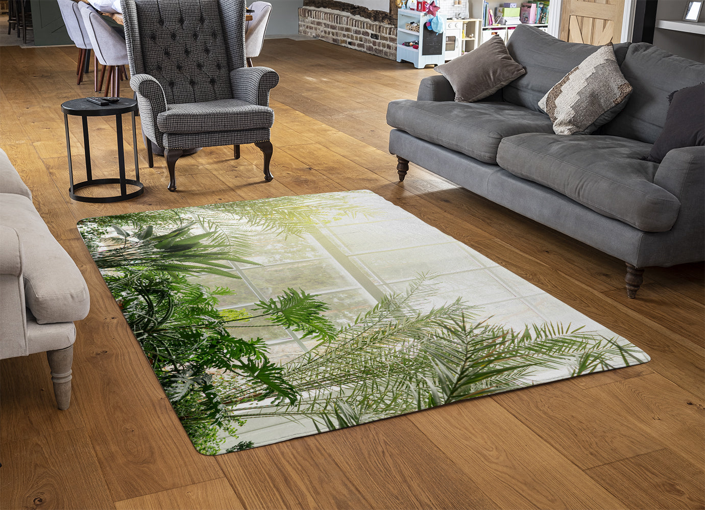 Botanical Print Rug Green plants in botanical gardens (Rug) – Benjamin Tate Design
