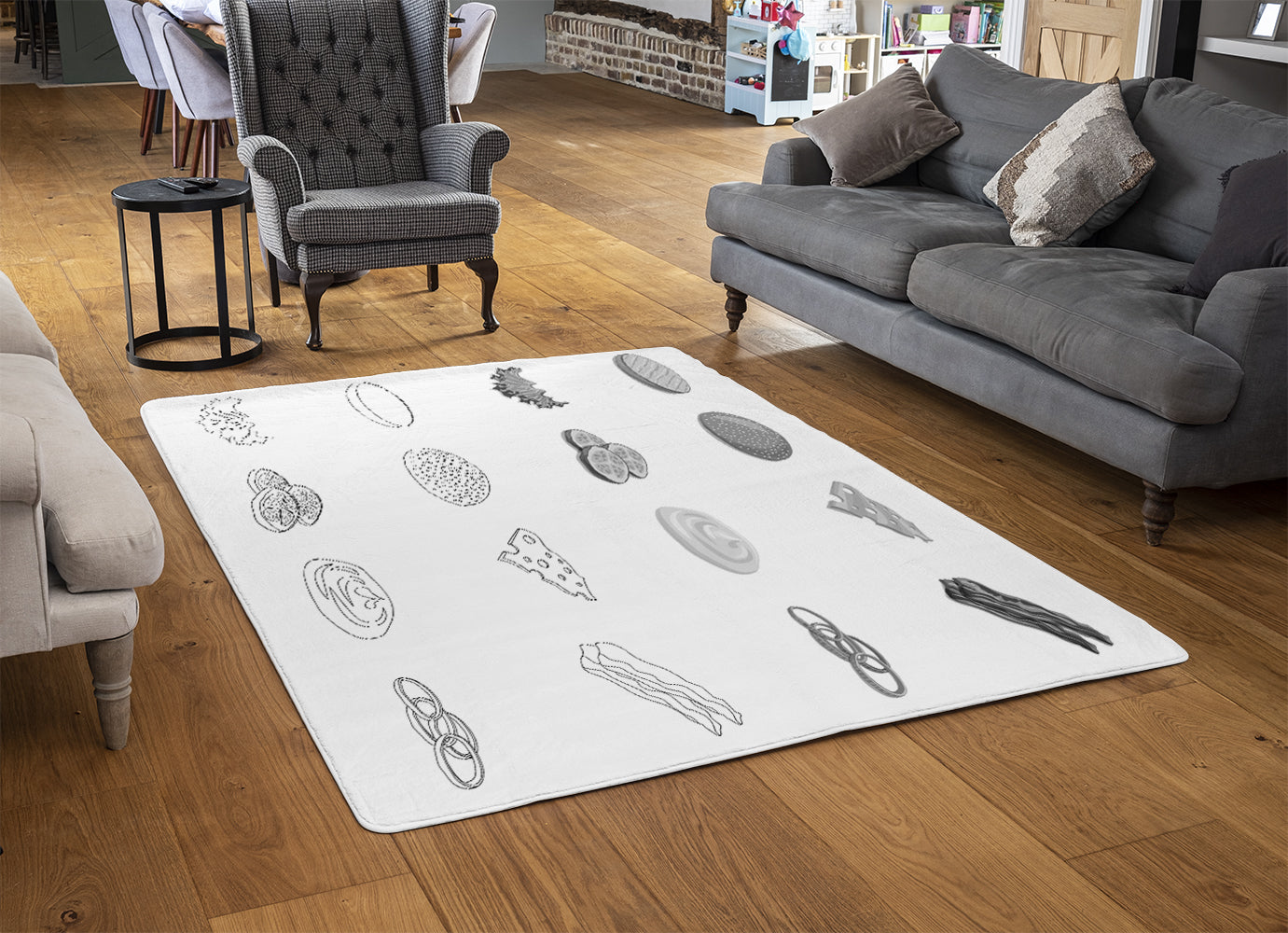 burger and sandwich icon (Rug) – Benjamin Tate Design